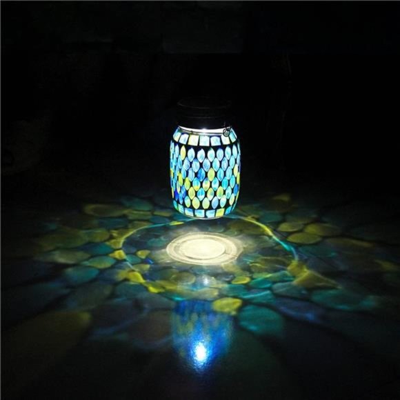Mosaic Solar Lanterns Outdoor Hanging Lights,Solar Table Lamps & Cool Blue Color - Picture 2 of 6